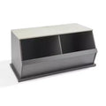 Badger Basket 2 Bin Stackable Storage Cubby Charcoal/Gray Woodgrain: Toy Storage, MDF Laminate, Enclosed Back, 3+ Years