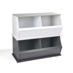 Cubo portaoggetti impilabile a 2 scomparti, grana del legno carbone/grigio, stile moderno, unità singola