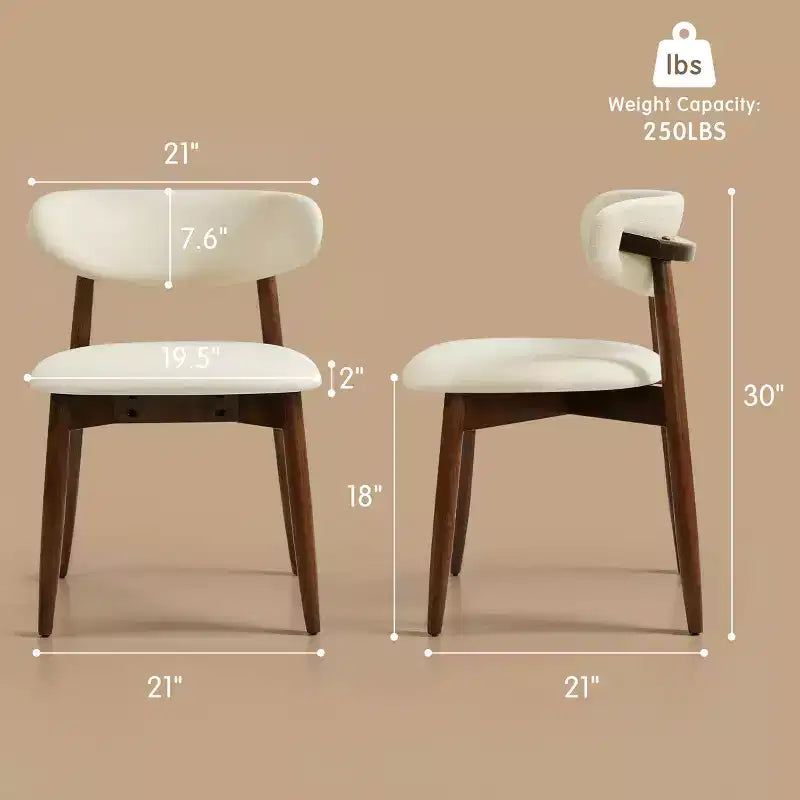 Sedia da pranzo imbottita senza braccioli in lino beige, set da 2/4