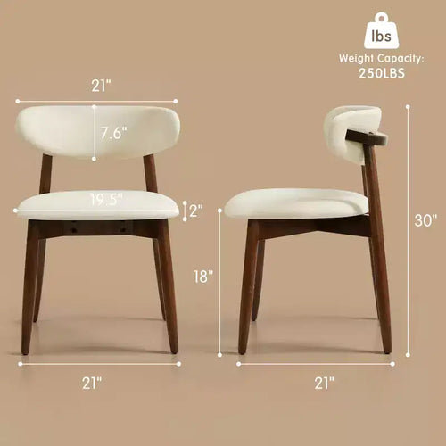 Sedia da pranzo imbottita senza braccioli in lino beige, set da 2/4