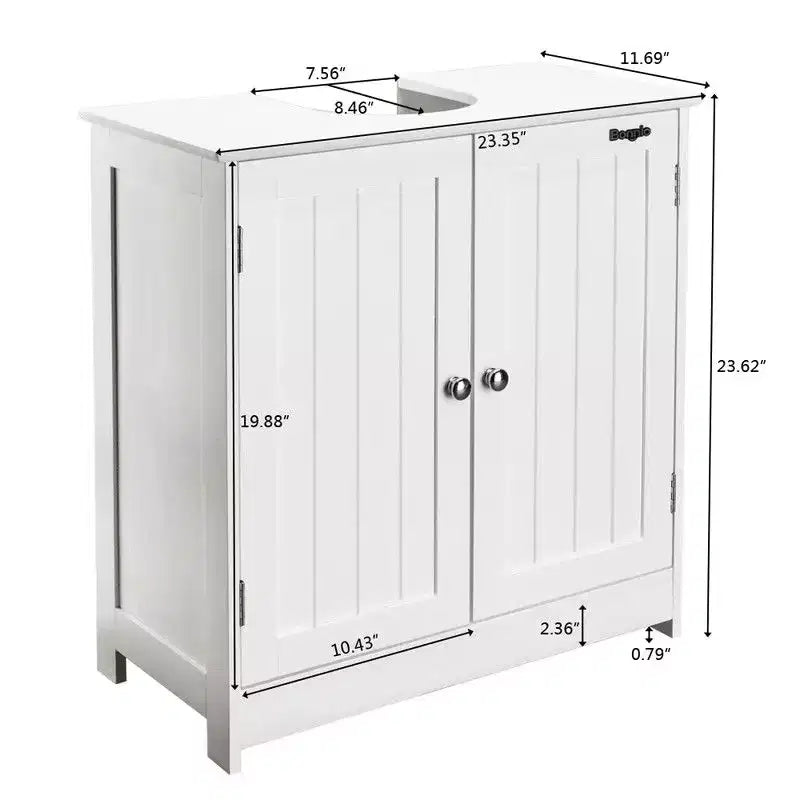 Mobile bagno con ante a persiana, bianco, per 1 persona
