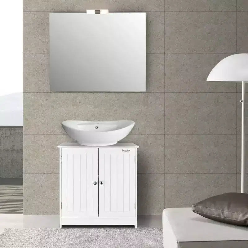 Mobile bagno con ante a persiana, bianco, per 1 persona