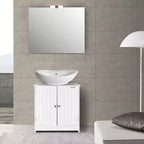 Mobile bagno con ante a persiana, bianco, per 1 persona
