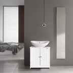 Mobile bagno con ante a persiana, bianco, per 1 persona