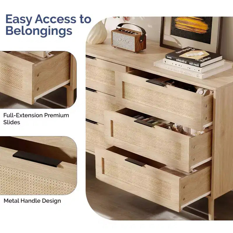 Cassettiera singola a 6 cassetti beige