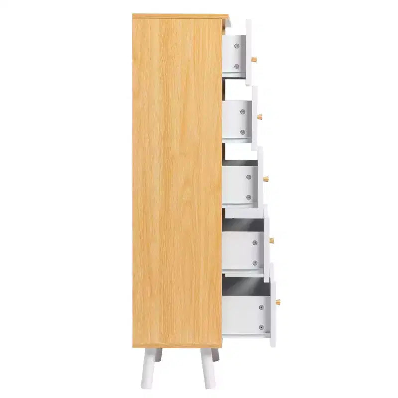 Cassettiera a 5 cassetti bianca in stile ad arco