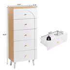 Cassettiera a 5 cassetti bianca in stile ad arco