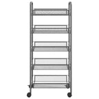 Carrello portautensili a 5 ripiani in rete, nero/grigio/bianco, monoposto