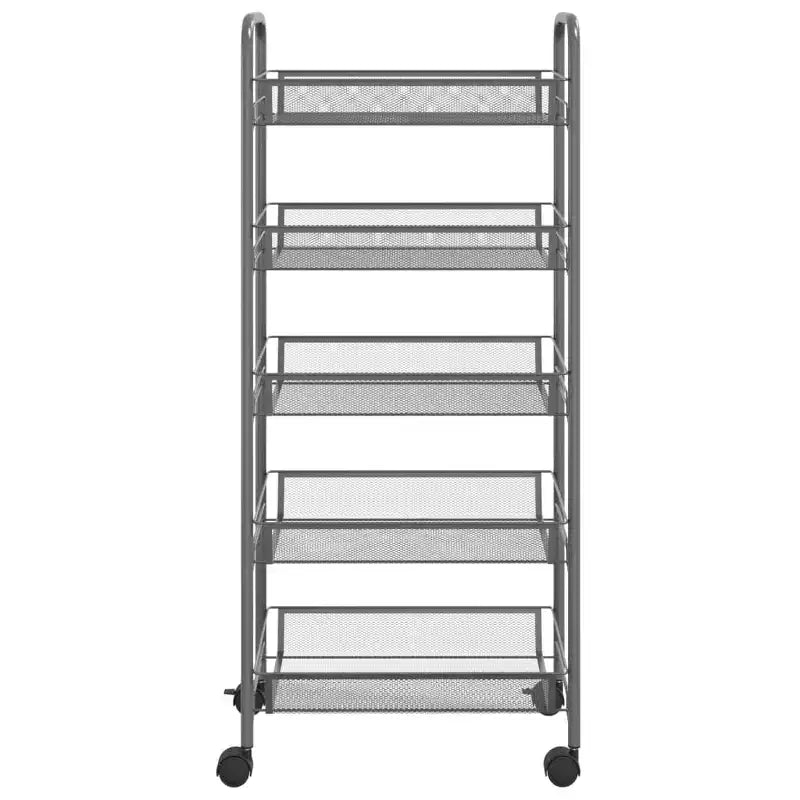 Carrello portautensili a 5 ripiani in rete, nero/grigio/bianco, monoposto