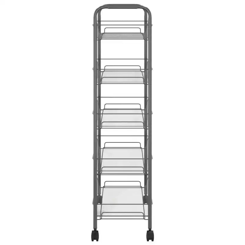 Carrello portautensili a 5 ripiani in rete, nero/grigio/bianco, monoposto