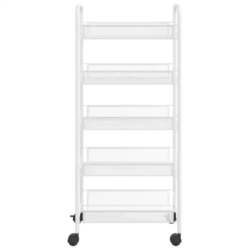 Carrello portautensili a 5 ripiani in rete, nero/grigio/bianco, monoposto