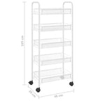 Carrello portautensili a 5 ripiani in rete, nero/grigio/bianco, monoposto