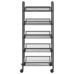 Carrello portautensili a 5 ripiani in rete, nero/grigio/bianco, monoposto