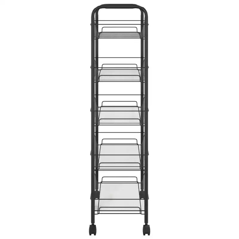 Carrello portautensili a 5 ripiani in rete, nero/grigio/bianco, monoposto