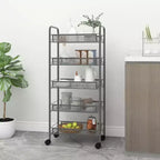 Carrello portautensili a 5 ripiani in rete, nero/grigio/bianco, monoposto
