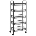 CLIHOME 5 Tier Mesh Rolling File Utility Cart Storage Basket Home Office Trolley Kitchen Pantry Organizers
