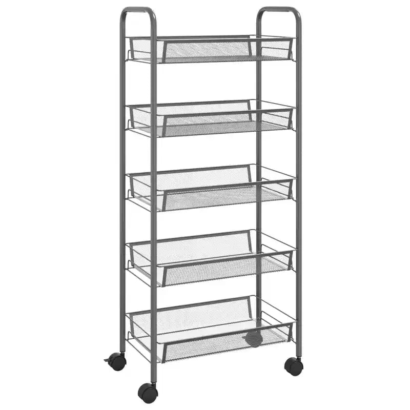 Carrello portautensili a 5 ripiani in rete, nero/grigio/bianco, monoposto