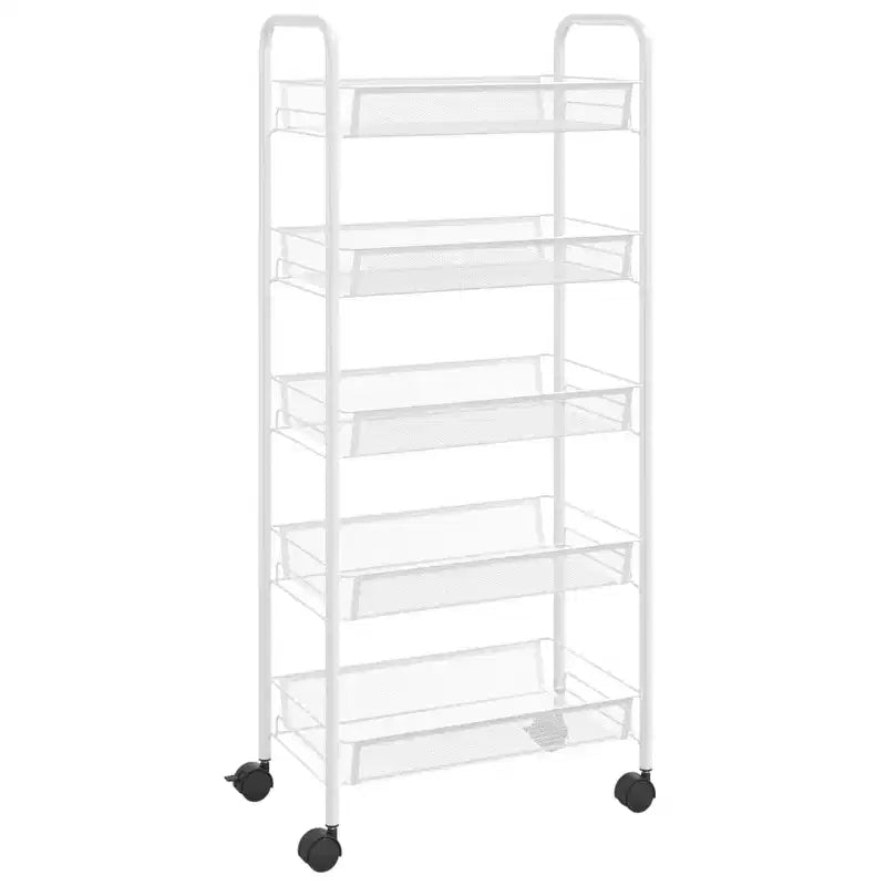 Carrello portautensili a 5 ripiani in rete, nero/grigio/bianco, monoposto