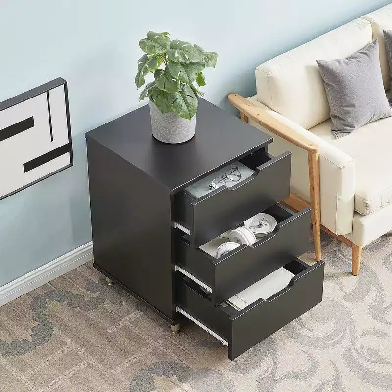 Classificatore verticale a 3 cassetti nero/marrone/bianco con rotelle, per utente singolo