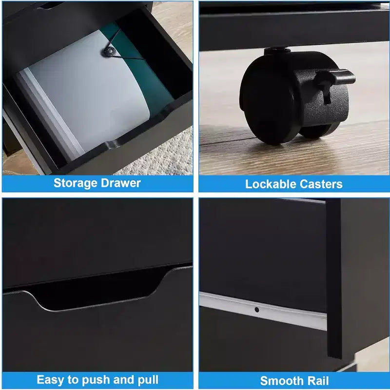 Classificatore verticale a 3 cassetti nero/marrone/bianco con rotelle, per utente singolo