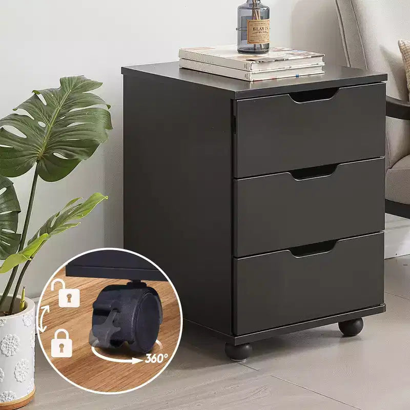 Classificatore verticale a 3 cassetti nero/marrone/bianco con rotelle, per utente singolo