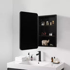 Mobiletto a specchio da parete con cornice in metallo nero e contenitore, anta singola, 71 x 51 cm
