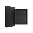 Mobiletto a specchio da parete con cornice in metallo nero e contenitore, anta singola, 71 x 51 cm