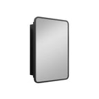 Mobiletto a specchio da parete con cornice in metallo nero e contenitore, anta singola, 71 x 51 cm