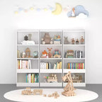 Scaffale per bambini a 4 ripiani bianco, mensole portaoggetti monoposto