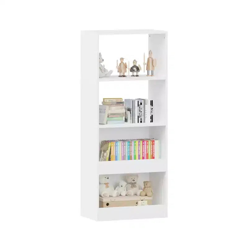 Scaffale per bambini a 4 ripiani bianco, mensole portaoggetti monoposto