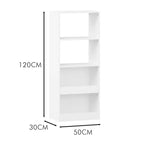 Scaffale per bambini a 4 ripiani bianco, mensole portaoggetti monoposto
