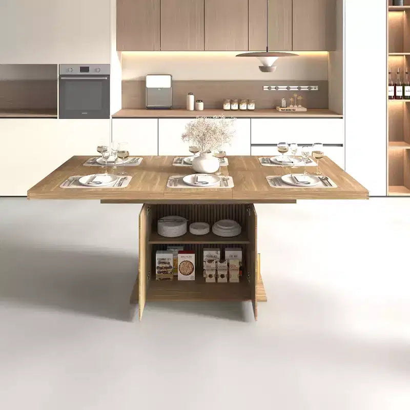 Tavolo da pranzo allungabile Brown Farmhouse con base contenitore, 6-10 posti a sedere