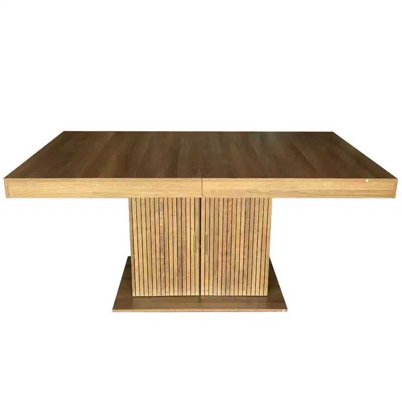 Tavolo da pranzo allungabile Brown Farmhouse con base contenitore, 6-10 posti a sedere