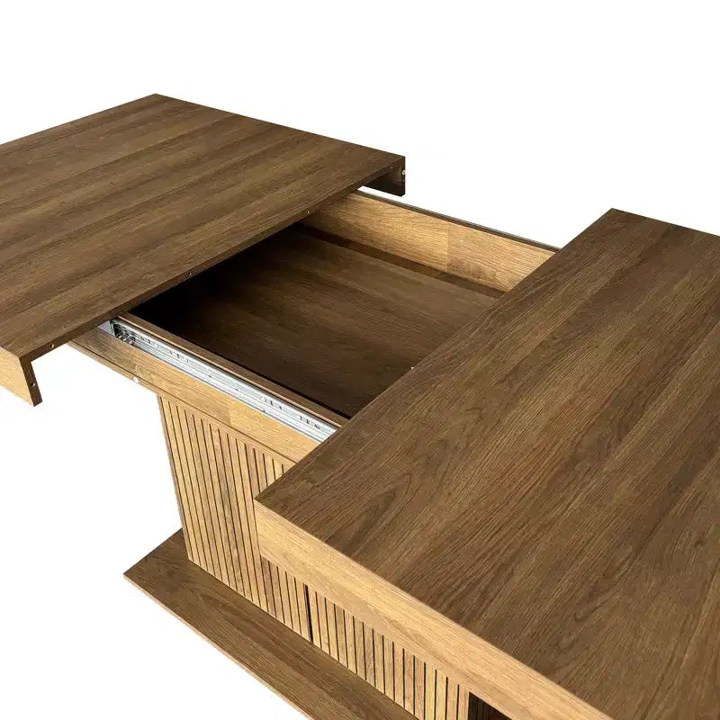 Tavolo da pranzo allungabile Brown Farmhouse con base contenitore, 6-10 posti a sedere