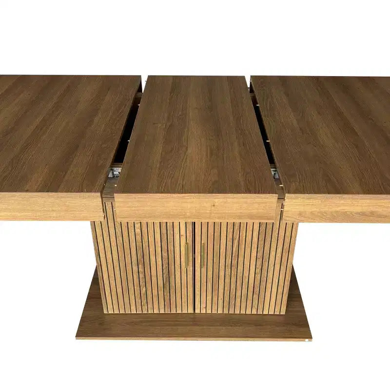 Tavolo da pranzo allungabile Brown Farmhouse con base contenitore, 6-10 posti a sedere
