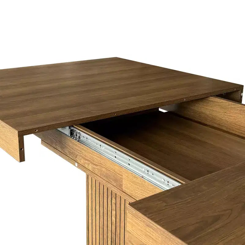 Tavolo da pranzo allungabile Brown Farmhouse con base contenitore, 6-10 posti a sedere