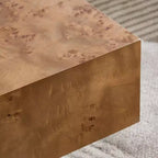 Tavolino da Caffè Rettangolare con Base a Piedistallo Naturale/Noce, Stile Moderno di Metà Secolo, 1 Pezzo