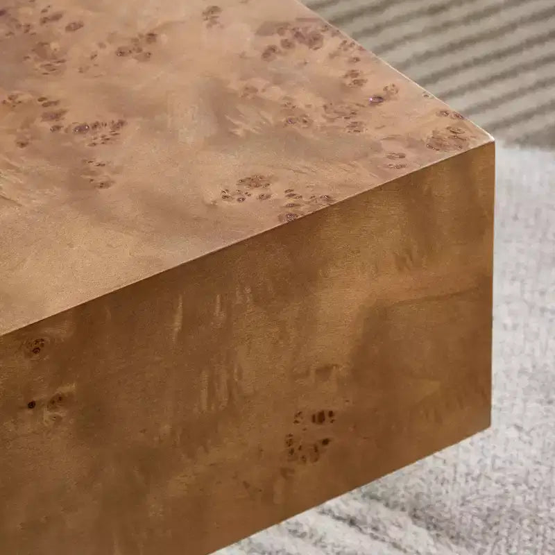 Tavolino da Caffè Rettangolare con Base a Piedistallo Naturale/Noce, Stile Moderno di Metà Secolo, 1 Pezzo