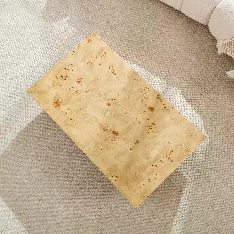 Tavolino da Caffè Rettangolare con Base a Piedistallo Naturale/Noce, Stile Moderno di Metà Secolo, 1 Pezzo