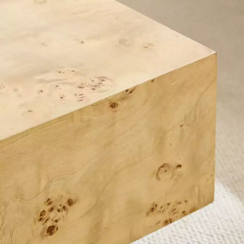 Tavolino da Caffè Rettangolare con Base a Piedistallo Naturale/Noce, Stile Moderno di Metà Secolo, 1 Pezzo