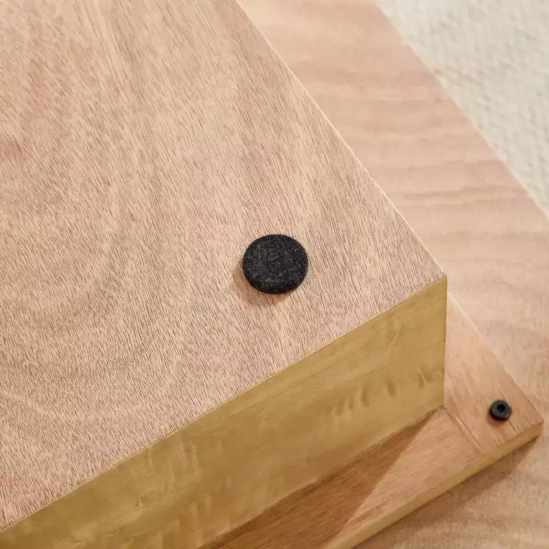 Tavolino da Caffè Rettangolare con Base a Piedistallo Naturale/Noce, Stile Moderno di Metà Secolo, 1 Pezzo