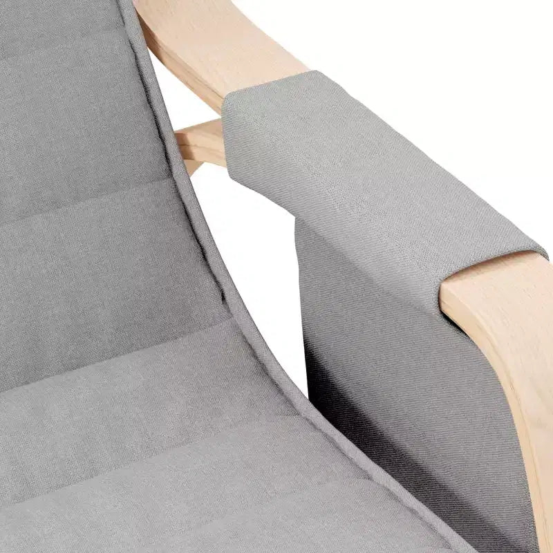 Poltrona a dondolo/scorrevole in tessuto crema/grigio con cuscino, 1 posto
