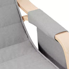 Poltrona a dondolo/scorrevole in tessuto crema/grigio con cuscino, 1 posto
