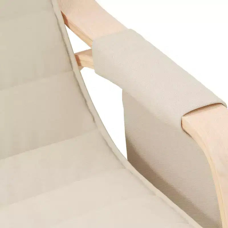 Poltrona a dondolo/scorrevole in tessuto crema/grigio con cuscino, 1 posto