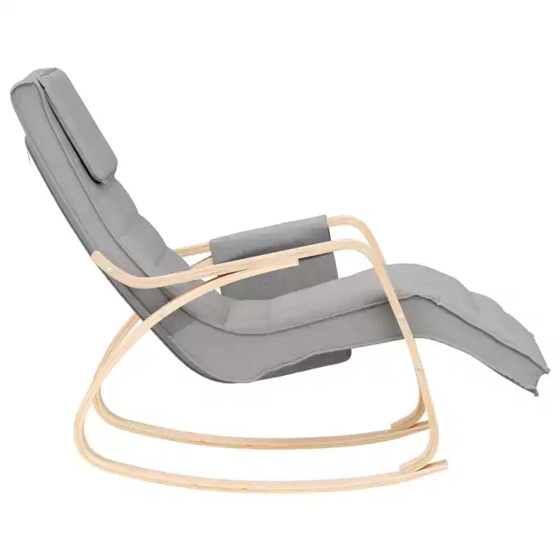 Poltrona a dondolo/scorrevole in tessuto crema/grigio con cuscino, 1 posto