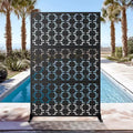 MAYEERTY 7247 in Metal Outdoor Patio Privacy Screen Freestanding Room Divider Partition for Indoor, White