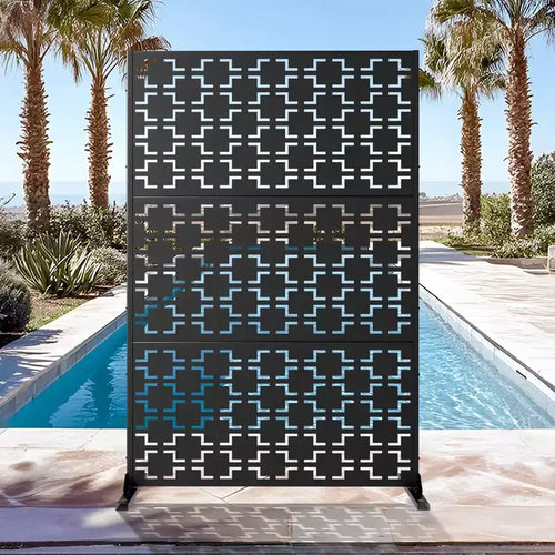 MAYEERTY 7247 in Metal Outdoor Patio Privacy Screen Freestanding Room Divider Partition for Indoor, White