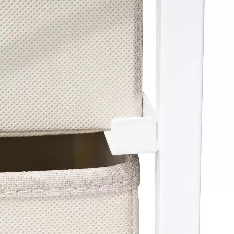 Comò verticale in tessuto a 7 cassetti beige/nero/marrone/grigio/bianco, torre portaoggetti, 1 utente