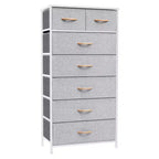 Comò verticale in tessuto a 7 cassetti beige/nero/marrone/grigio/bianco, torre portaoggetti, 1 utente