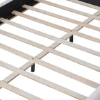 Letto a piattaforma imbottito in bouclé bianco con testiera curva, per 1-2 persone